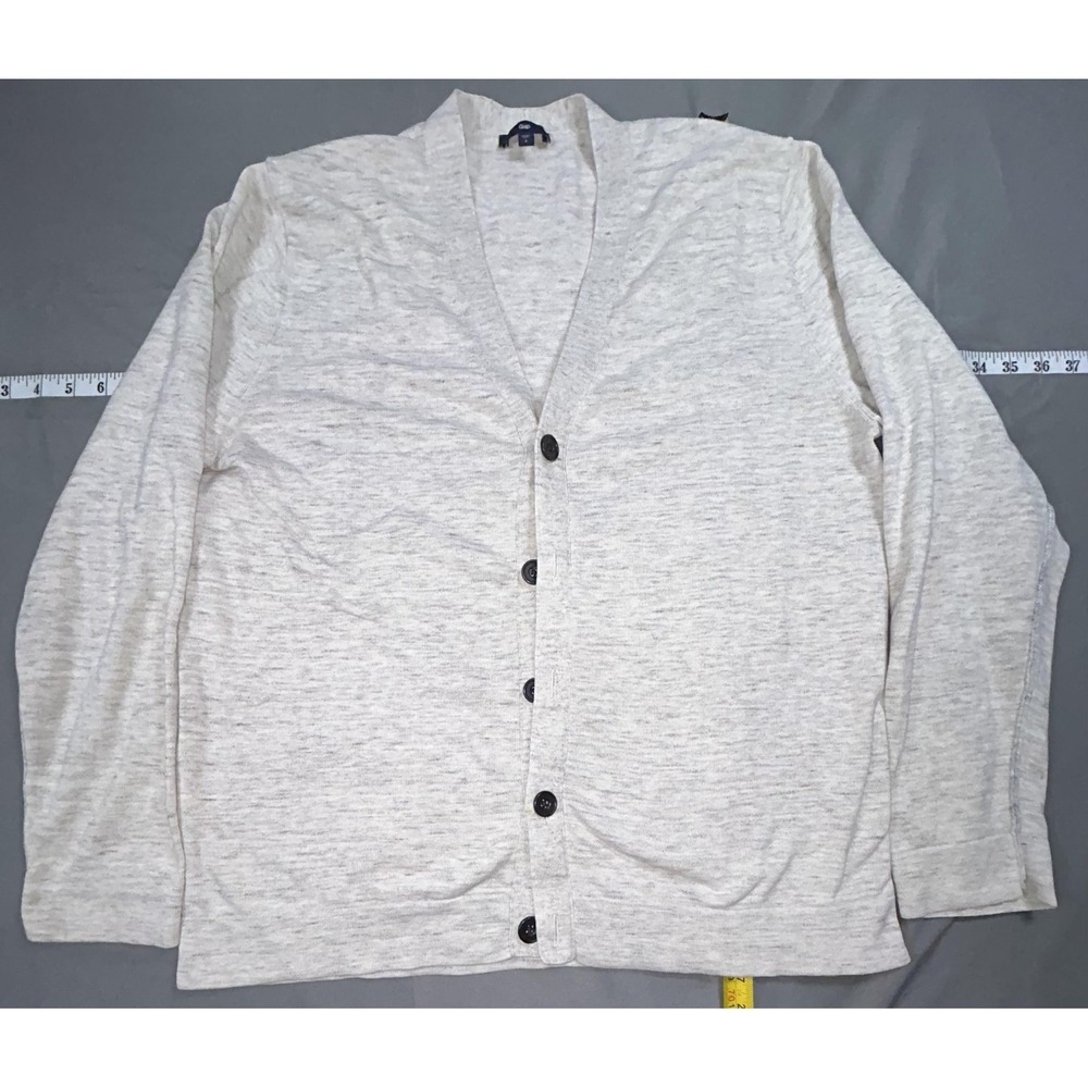Gap Sweater Mens Large Gray V Neck Button Cardigan Lightweight Knit Casual